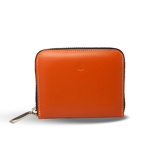 RECIFE COIN & CARD HOLDER METAL ZIP * RIVIERA ORANGE