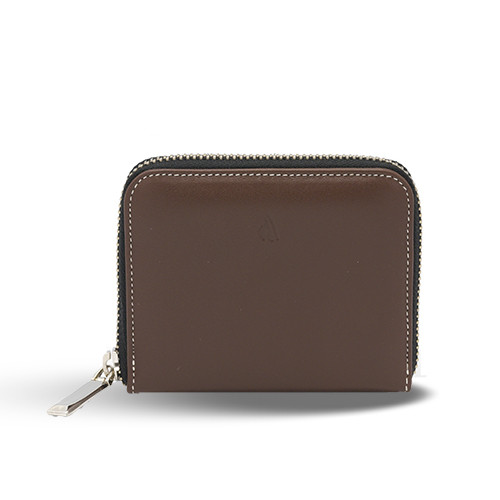 RECIFE COIN & CARD HOLDER METAL ZIP * RIVIERA CHOCOLATE
